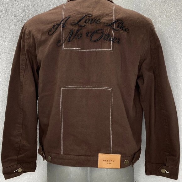 Mechali Men's Contrast Stitch Worker Jacket – Coffee Brown – Size S – NWT - Picture 10 of 13